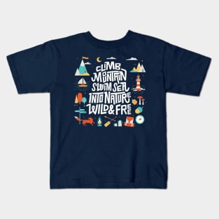 Climb mountain swim sea Kids T-Shirt